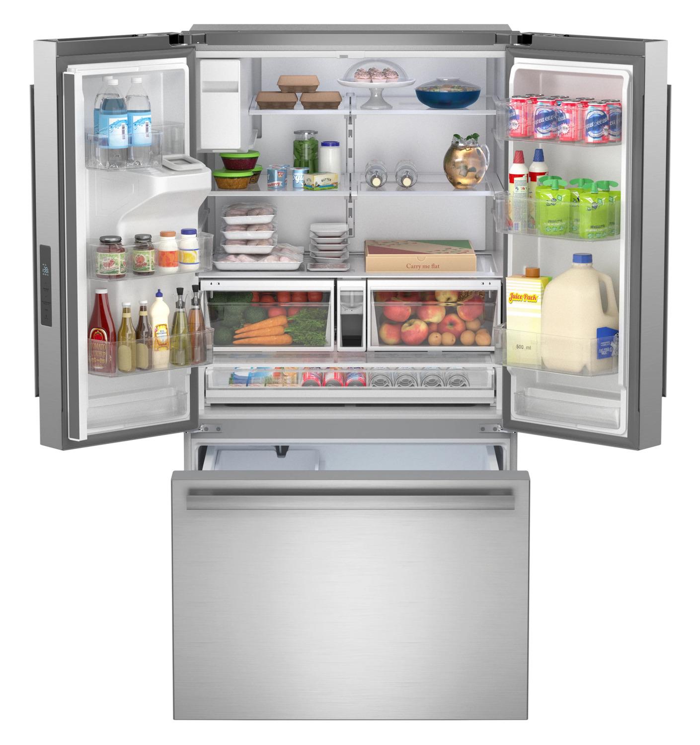 Sharp SJF2955MS 28.9 Cu.Ft. Standard Depth 36 In. French 3-Door Refrigerator With Water Dispenser In Stainless Steel