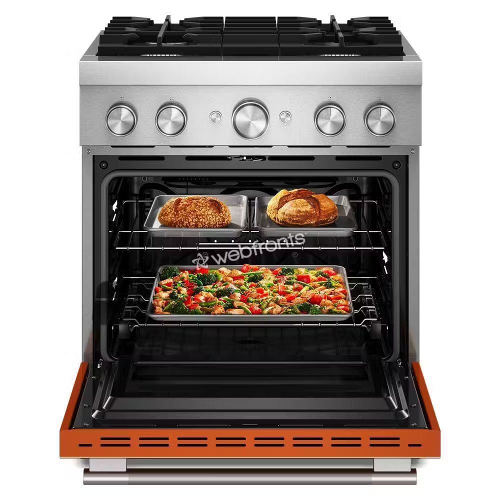 Kitchenaid KFDS930SSC 30-Inch 4 Burner Commercial-Style Dual Fuel Range With No Preheat Air Fry Mode