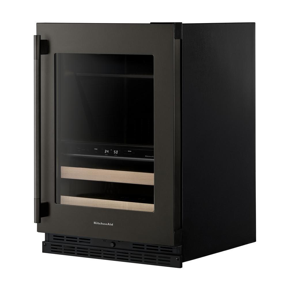 Kitchenaid KUBR524SBE 24" Beverage Center With Glass Door And Wood-Front Racks