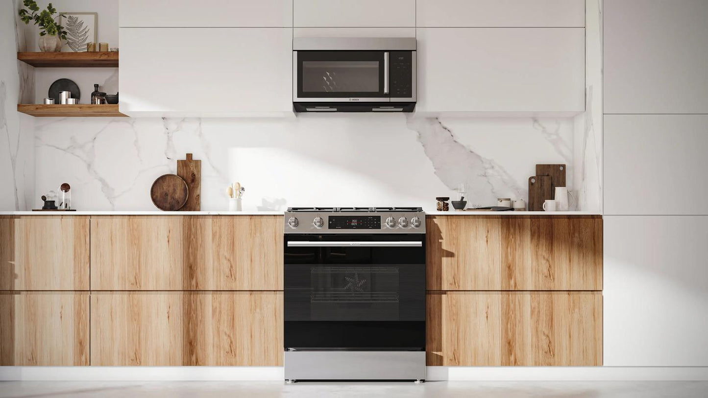 Bosch HMV3055U 300 Series, Over-The-Range Microwave, 30'', Door Hinge: Left, Stainless Steel