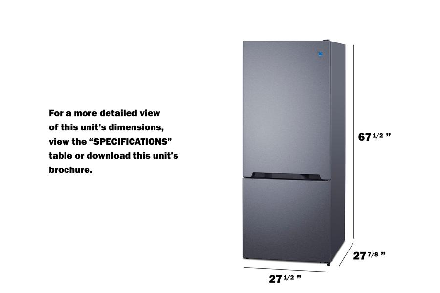 Summit FFBF154SS 28" Wide Bottom Mount Refrigerator-Freezer