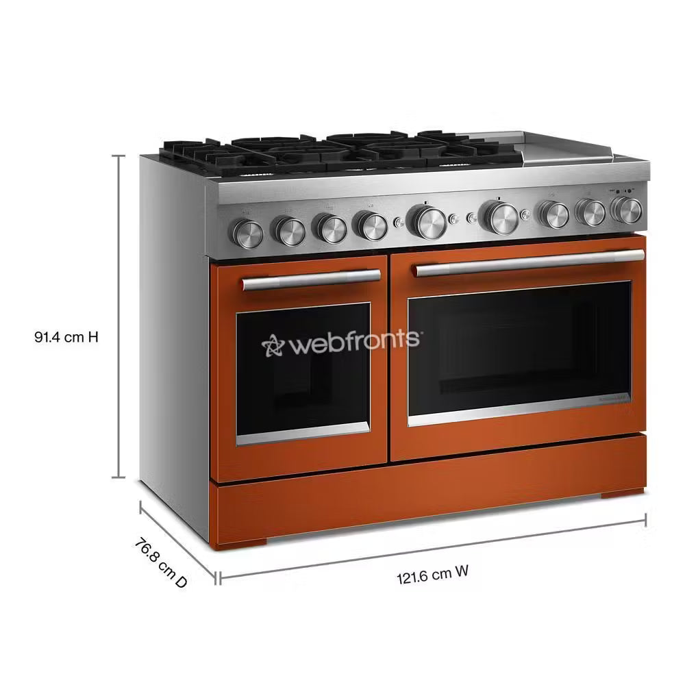 Kitchenaid KFDD948SSC 48-Inch 6 Burner Commercial-Style Dual Fuel Range With Griddle