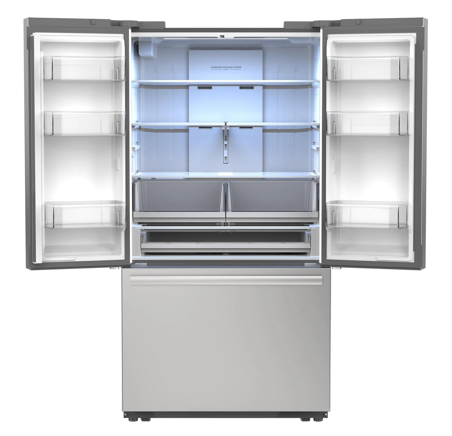 Sharp SJF2752MS Sharp 26.5 Cu.Ft. Counter Depth 36 In. French 3-Door Refrigerator With Internal Water Dispenser In Stainless Steel