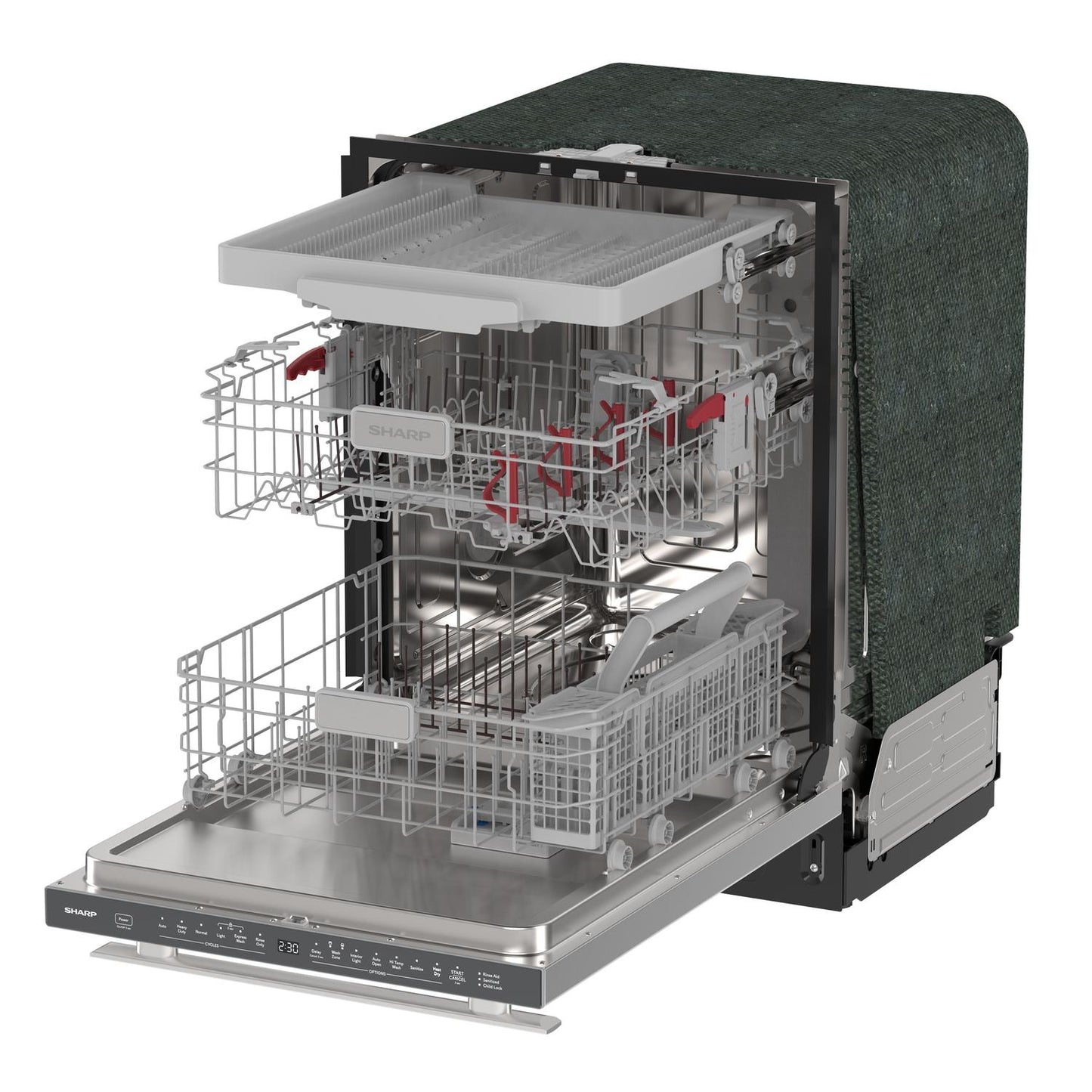 Sharp SDY6768SMS 24" Top Control Stainless Steel Handle 44Db Dishwasher With Auto Door Open