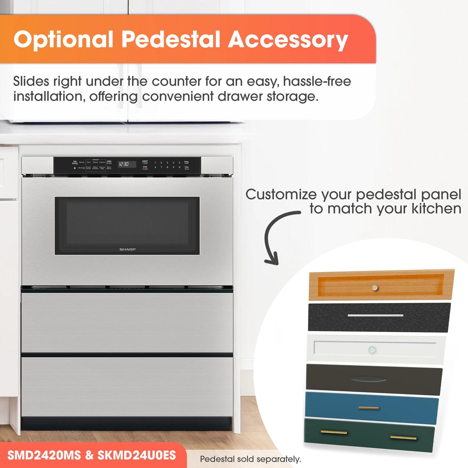 Sharp SMD2420MS Sharp 24 In. 1.2 Cu. Ft. Built-In Microwave Drawer™ Oven In Stainless Steel