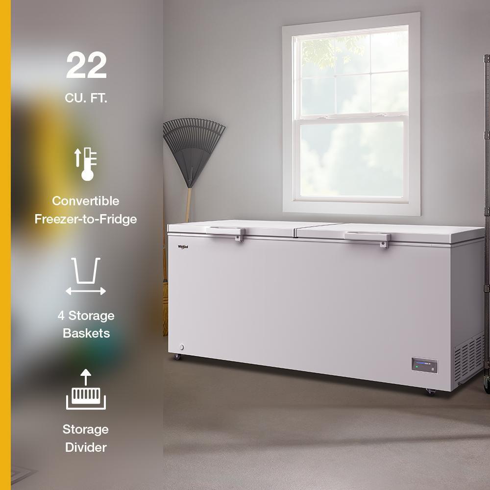 Whirlpool WZCC5522TW Whirlpool® 22 Cu. Ft. Convertible Freezer-To-Fridge Chest Freezer With 4 Storage Baskets