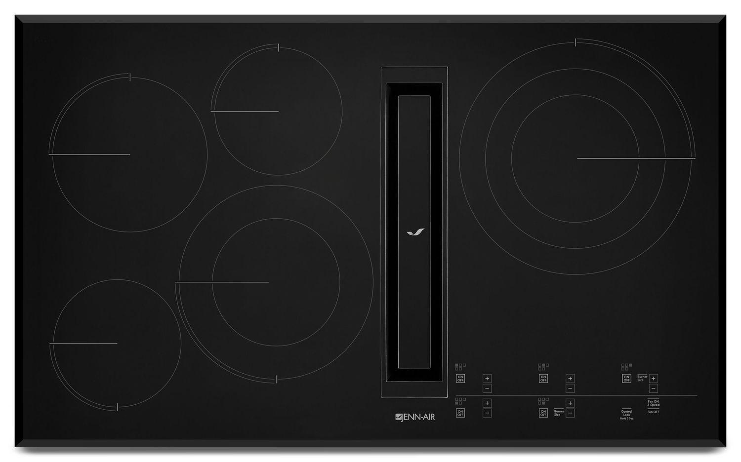 Jennair JED4536GB Black Floating Glass 36" Jx3 Electric Downdraft Cooktop With Glass-Touch Electronic Controls Black