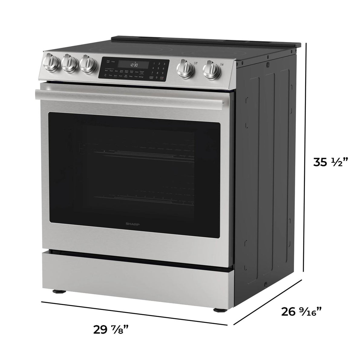 Sharp SSR3076SNS 30 In. 5 Burner 6.3 Cu. Ft. Slide-In Electric Range With True European Convection