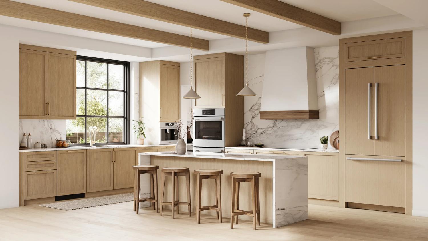 Bosch B36IT100NP Benchmark®, Vario Built-In Fridge-Freezer With Freezer At Bottom, 36'', Soft Close Flat Hinge