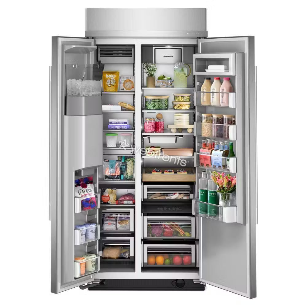 Kitchenaid KBSD736SPS 20.8 Cu. Ft. 36" Built-In Side-By-Side Refrigerator Features Exterior Water And Ice Dispenser With Measured Fill