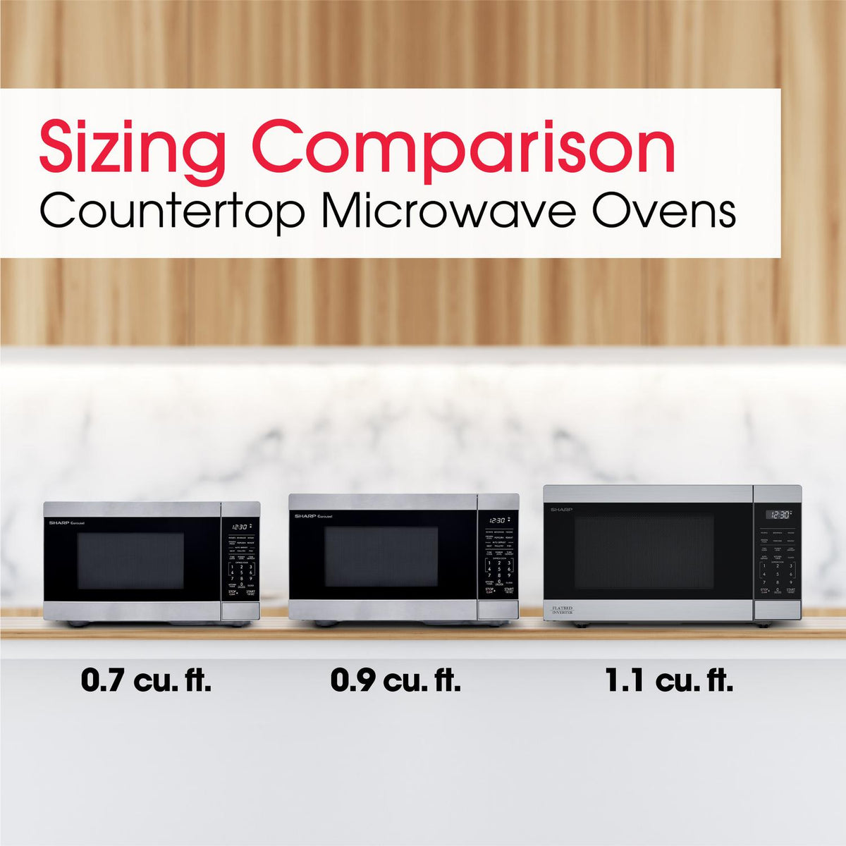 Sharp SMC1174KS Sharp 1.1 Cu. Ft. 1100W Flatbed Countertop Microwave Oven With Inverter Technology