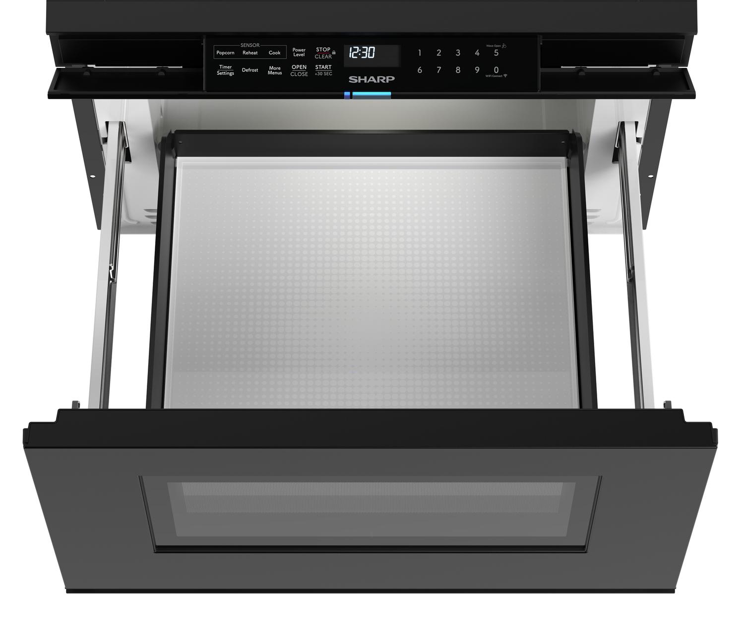 Sharp SMD2479MB Sharp 24 In. 1.2 Cu. Ft. Deco Series Built-In Smart Microwave Drawer™ Oven With Easy Wave Open In Black