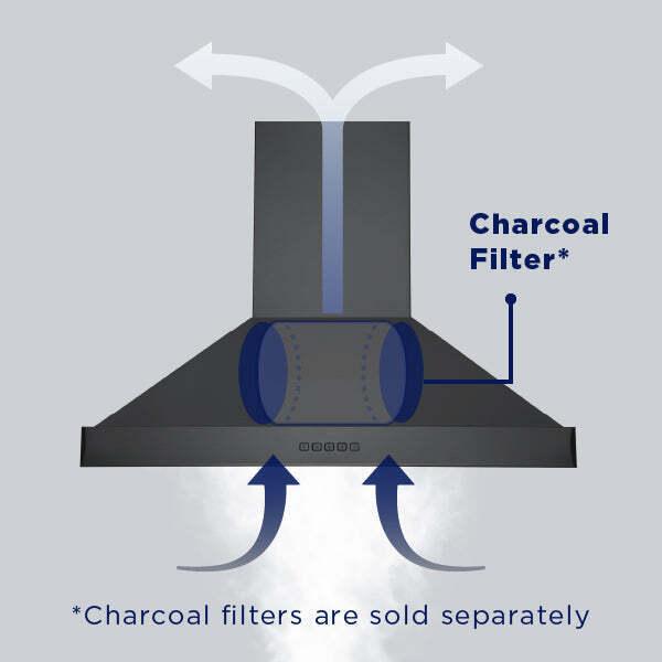 Hauslane WM590BSS30 Hauslane Chef 30-In Convertible Black Stainless Steel Wall-Mounted Range Hood