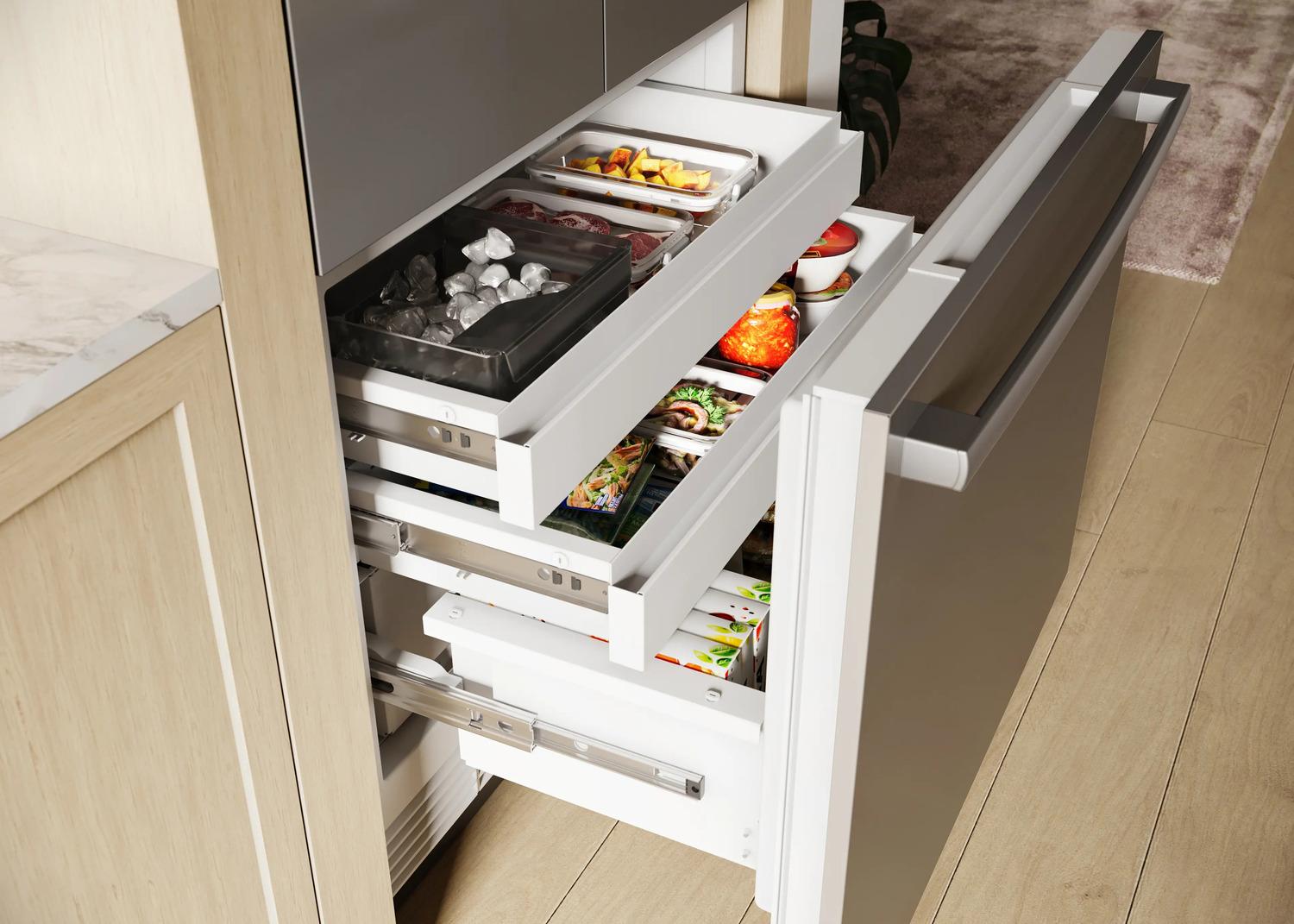 Bosch B36BT130NS Benchmark®, Vario Built-In Fridge-Freezer With Freezer At Bottom, 36'', Soft Close Flat Hinge