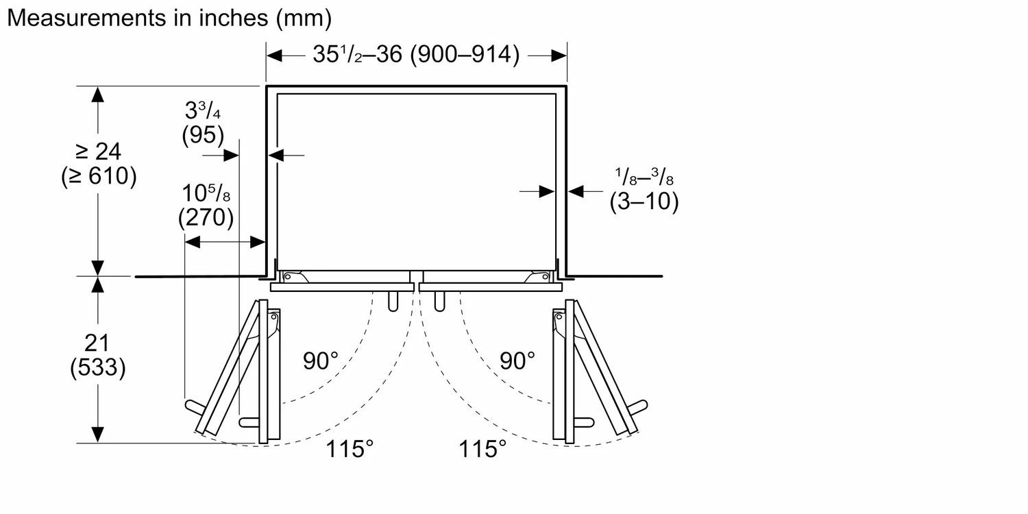 Bosch B36BT130NS Benchmark®, Vario Built-In Fridge-Freezer With Freezer At Bottom, 36'', Soft Close Flat Hinge
