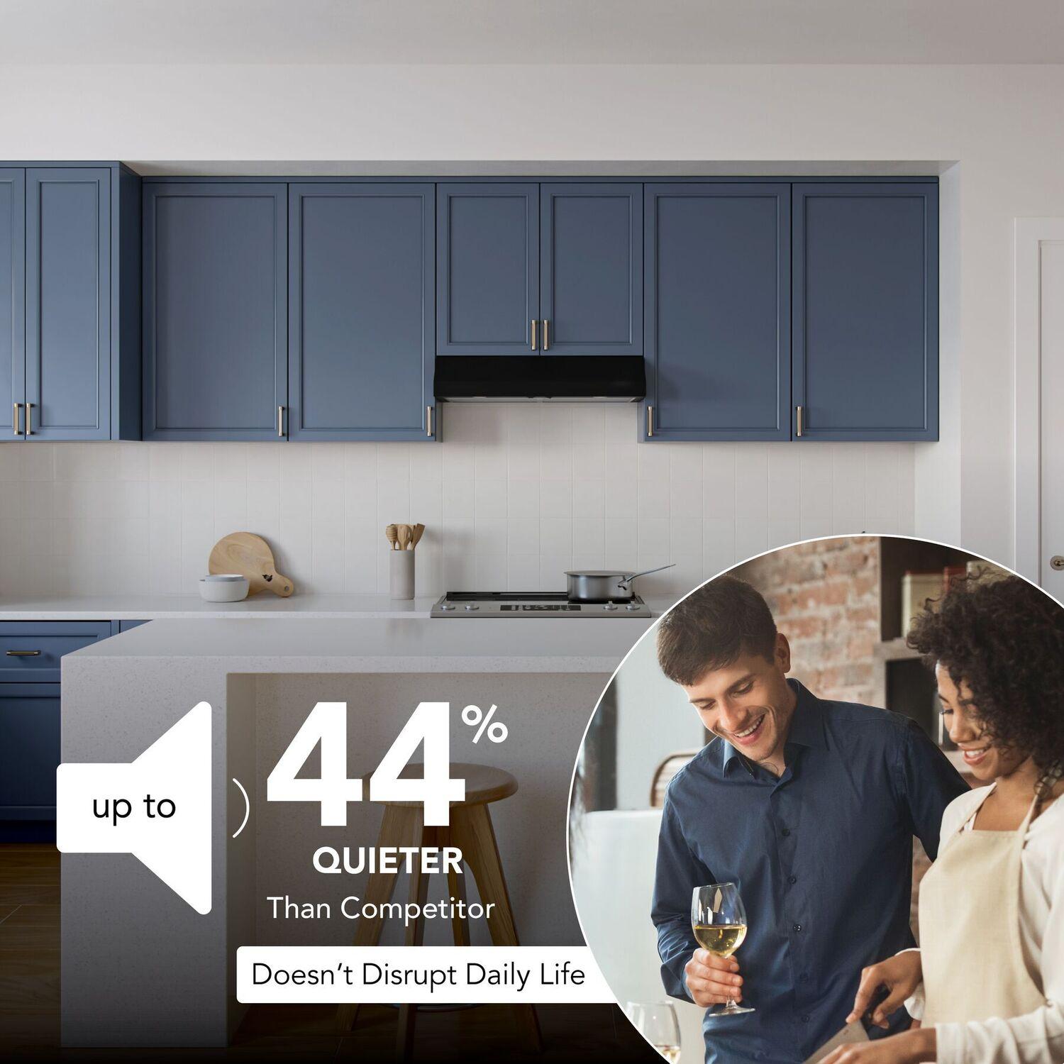 Broan GLA1423BL Glacier 42-Inch 350 Max Blower Cfm 1.5 Sones Black Range Hood