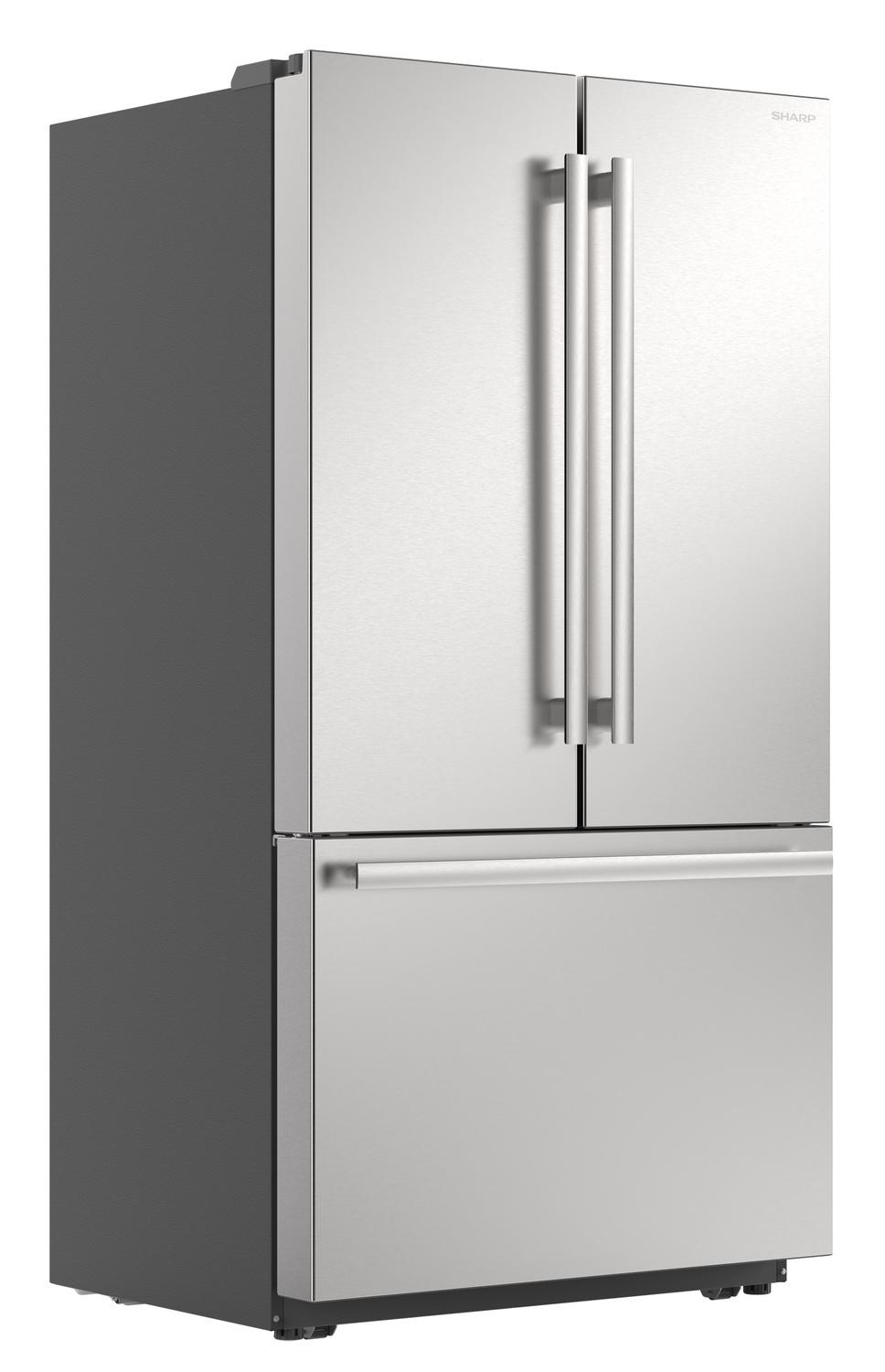 Sharp SJF2752MS Sharp 26.5 Cu.Ft. Counter Depth 36 In. French 3-Door Refrigerator With Internal Water Dispenser In Stainless Steel