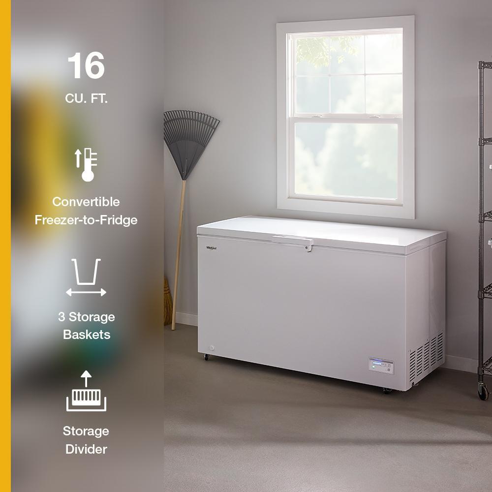 Whirlpool WZCC5516TW Whirlpool® 16 Cu. Ft. Convertible Freezer-To-Fridge Chest Freezer With 3 Storage Baskets