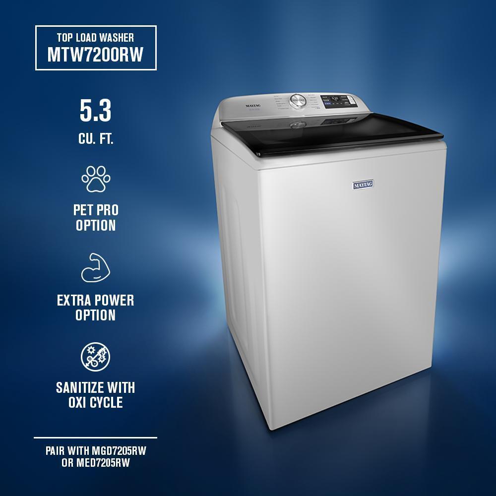 Maytag MTW7200RW 5.3 Cu. Ft. Smart Pet Pro Top Load Washer