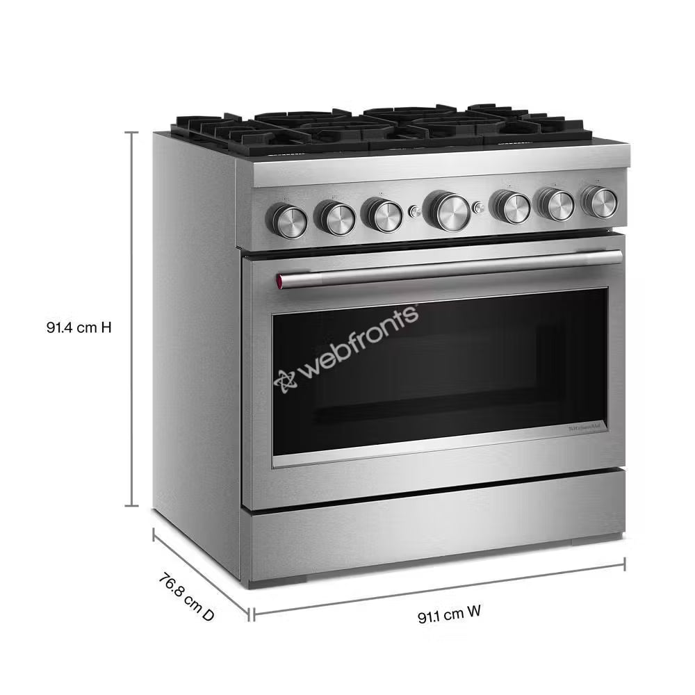 Kitchenaid KFDS936SSS 36-Inch 6 Burner Commercial-Style Dual Fuel Range With No Preheat Air Fry Mode