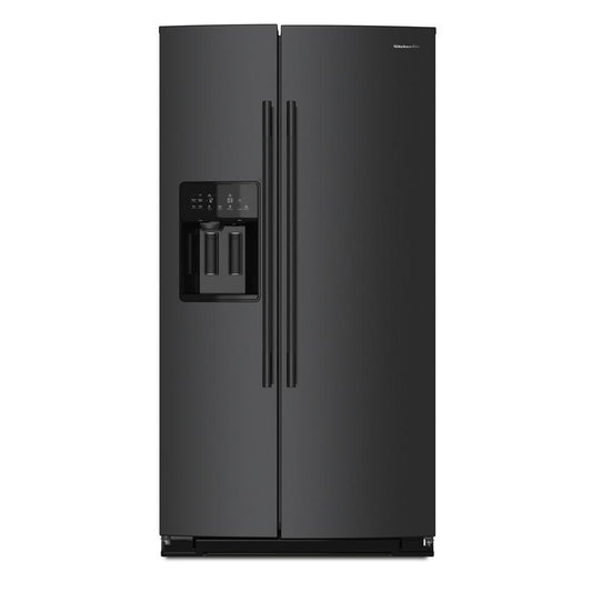 Kitchenaid KRSC536RBE 20.8 Cu. Ft. Counter-Depth Side-By-Side Refrigerator With Exterior Ice And Water Dispenser In Black Ore