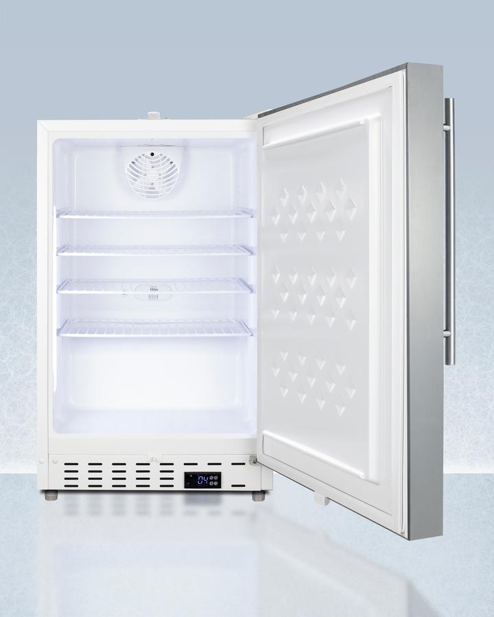 Summit ADA404REFSSHVLHD 20" Wide Built-In Healthcare All-Refrigerator, Ada Compliant