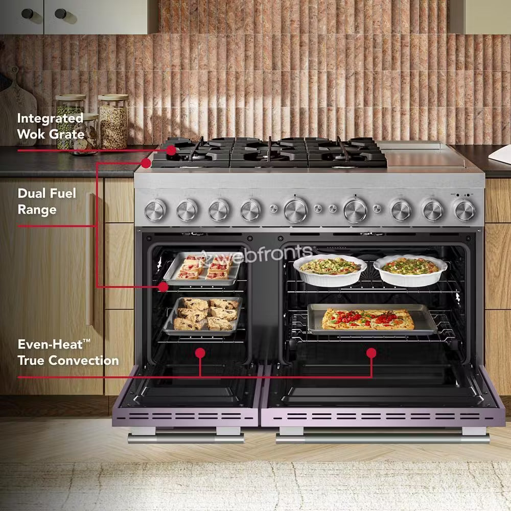 Kitchenaid KFDD948SWF 48-Inch 6 Burner Commercial-Style Dual Fuel Range With Griddle