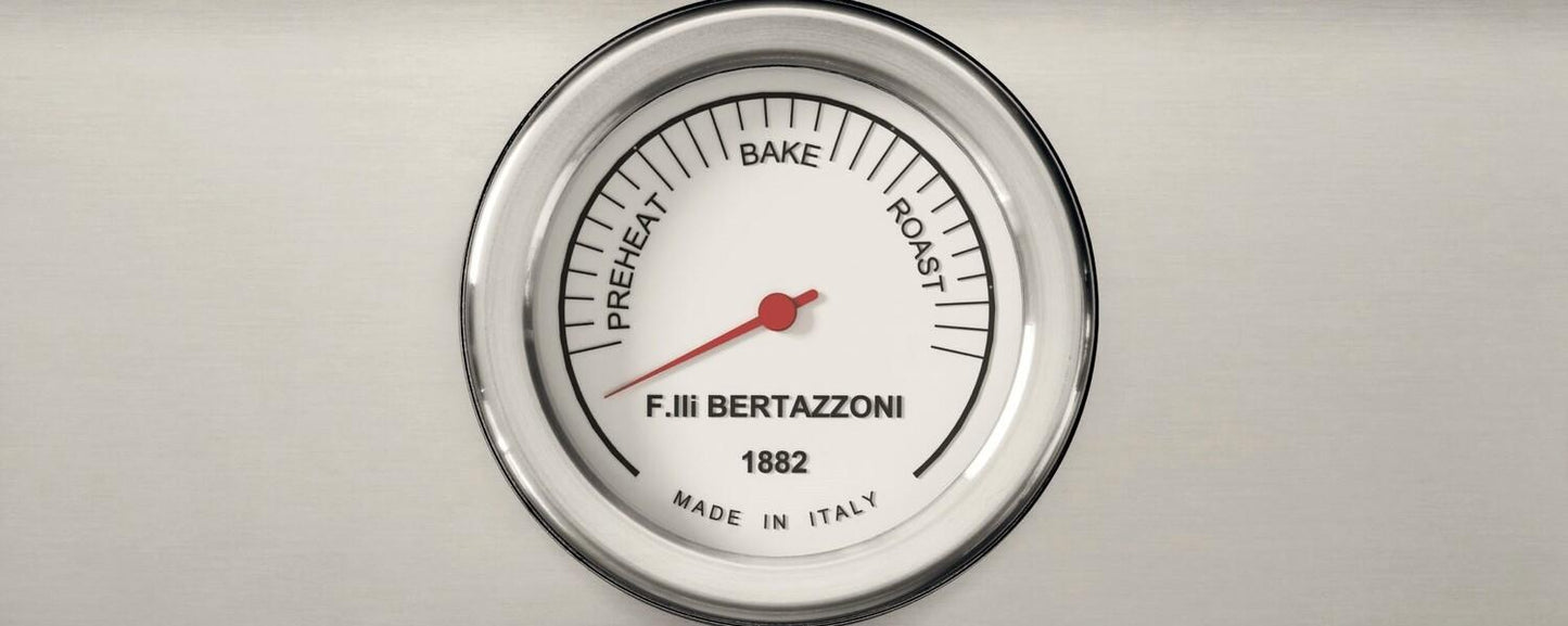 Bertazzoni MAS365INMBG 36 Inch Induction Range, 5 Heating Zones, Electric Oven - Gold Accents Bianco Matt/Gold