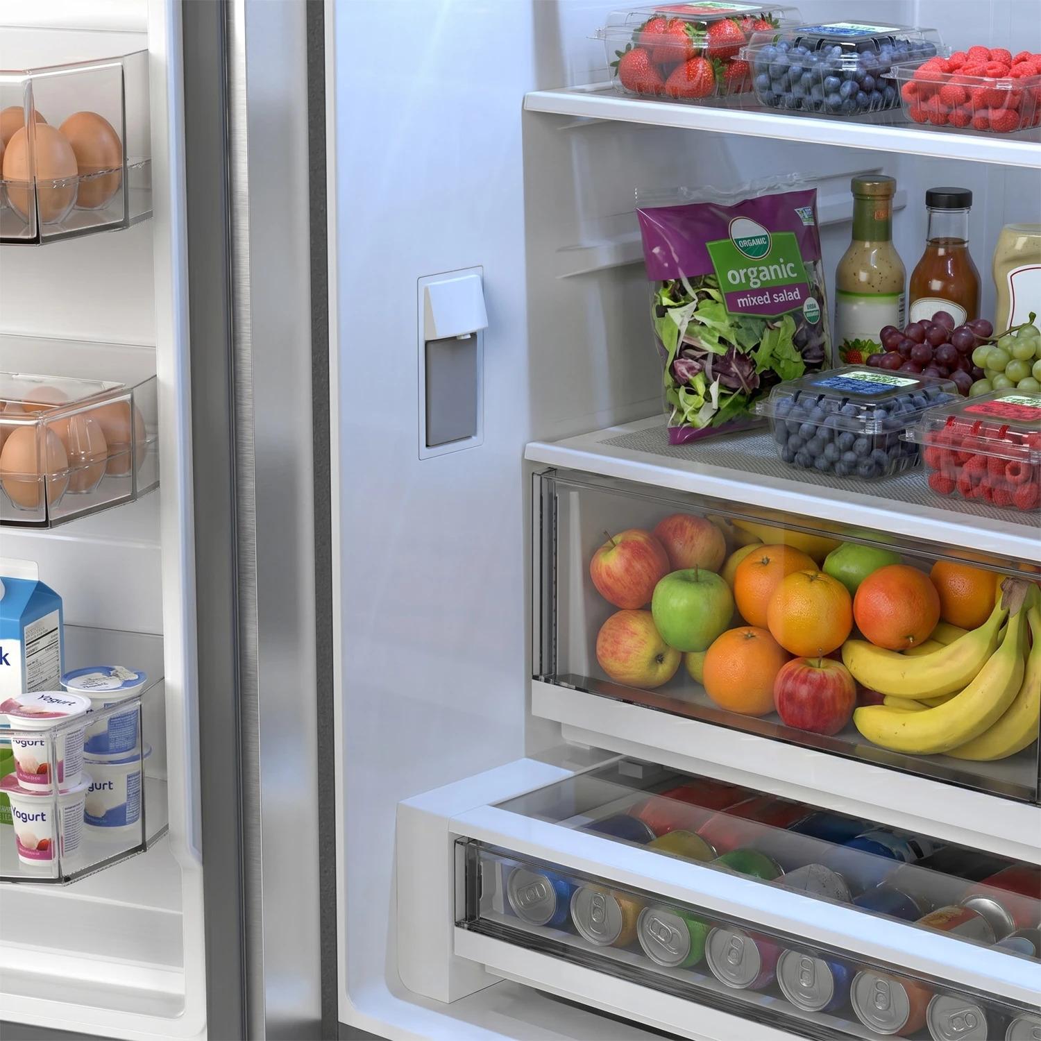 Sharp SJF2752MS Sharp 26.5 Cu.Ft. Counter Depth 36 In. French 3-Door Refrigerator With Internal Water Dispenser In Stainless Steel