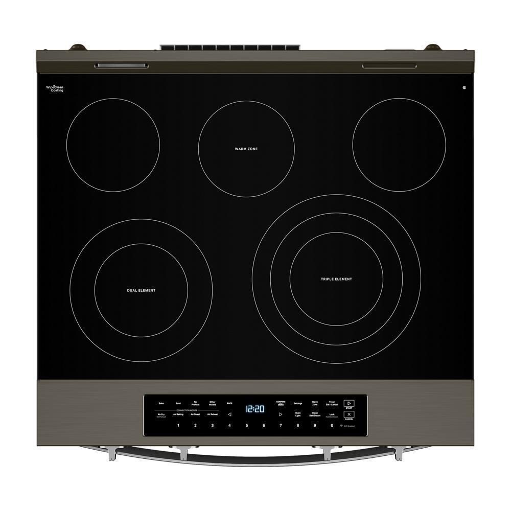Whirlpool WSES7530RV 30-Inch Smart Slide In Electric Range With Air Cooking Technology, No Preheat Air Fry, Wipeclean™ Coating, Steam/Self Clean And High Speed Preheat