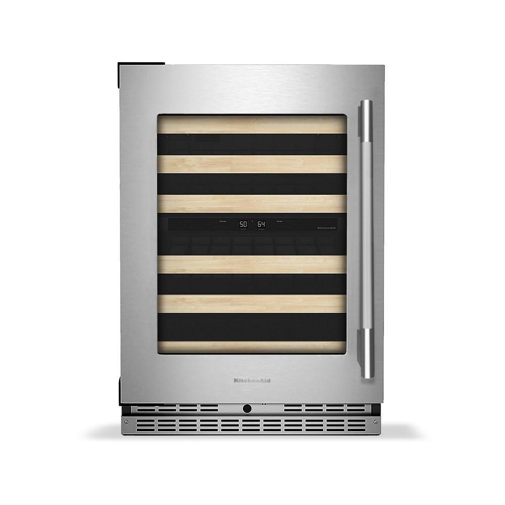 Kitchenaid KUWL524SPS 24" Undercounter Wine Cellar With Full-Extension Wood-Front Racks
