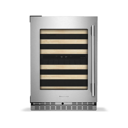 Kitchenaid KUWL524SPS 24" Undercounter Wine Cellar With Full-Extension Wood-Front Racks