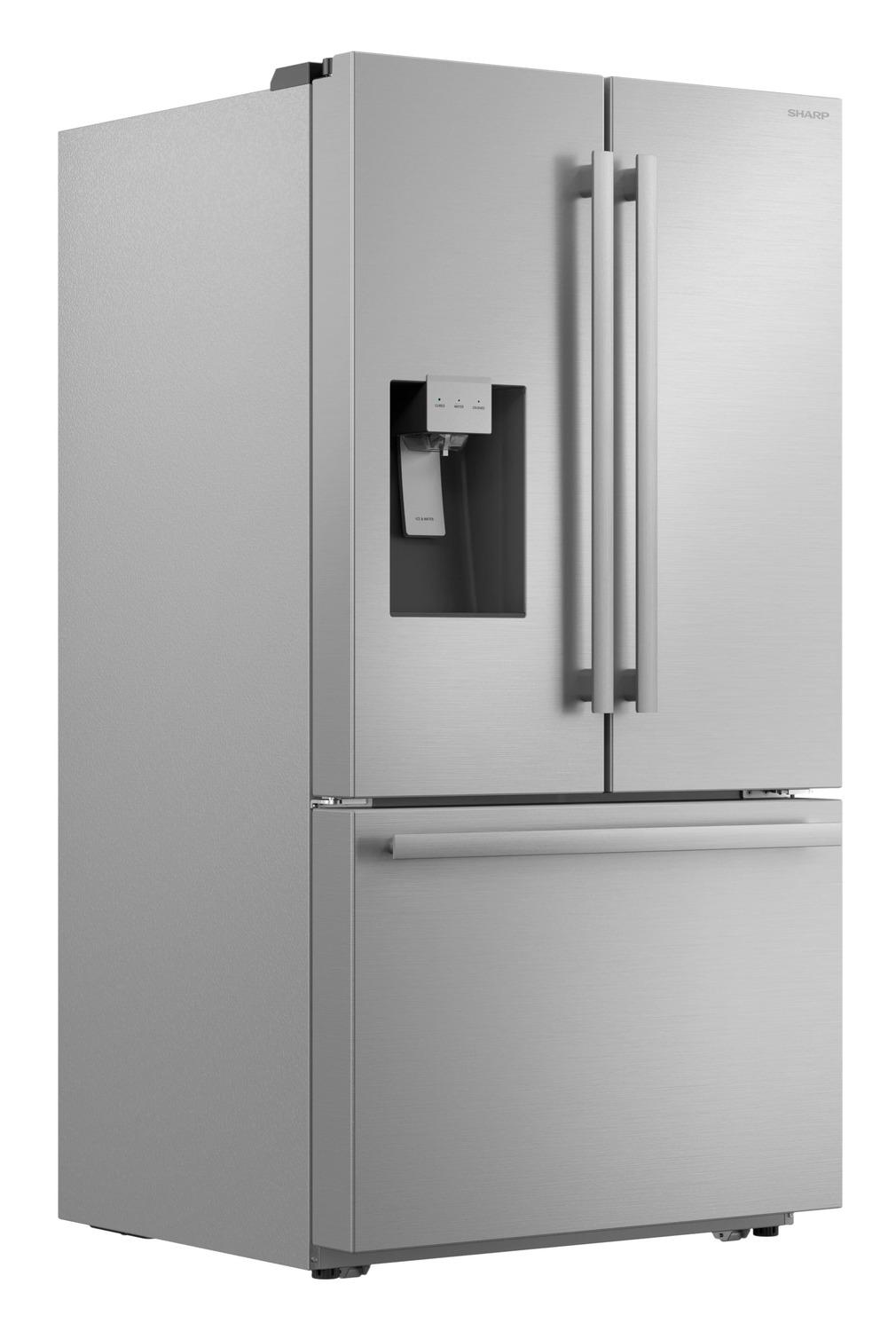 Sharp SJF2955MS 28.9 Cu.Ft. Standard Depth 36 In. French 3-Door Refrigerator With Water Dispenser In Stainless Steel
