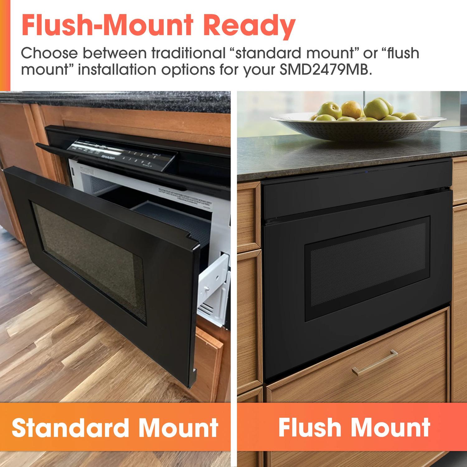 Sharp SMD2479MB Sharp 24 In. 1.2 Cu. Ft. Deco Series Built-In Smart Microwave Drawer™ Oven With Easy Wave Open In Black