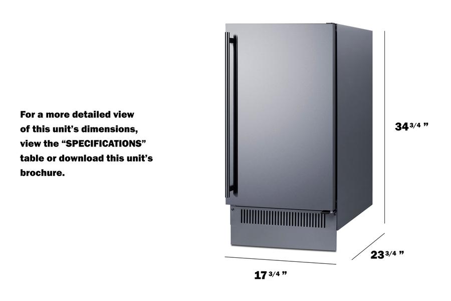 Summit BIM182OS 18" Wide Outdoor Clear Icemaker