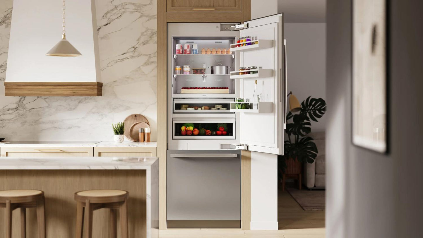 Bosch B30BB130SS Benchmark®, Vario Built-In Fridge-Freezer With Freezer At Bottom, 30'', Soft Close Flat Hinge