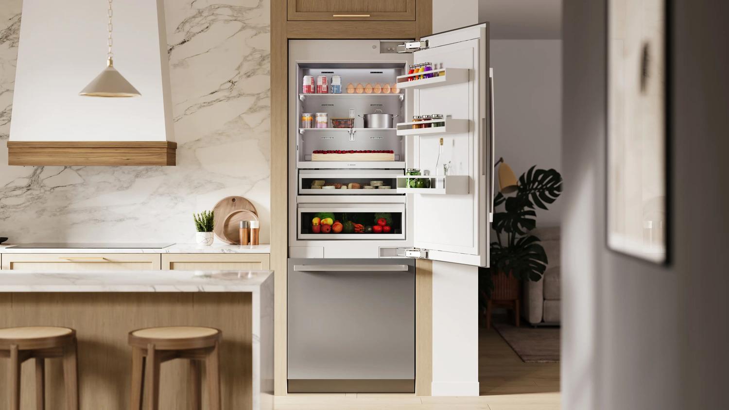 Bosch B30BB130SS Benchmark®, Vario Built-In Fridge-Freezer With Freezer At Bottom, 30'', Soft Close Flat Hinge