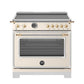Bertazzoni HER365ICFEPAG 36 Inch Induction Range, 5 Heating Zones And Cast Iron Griddle, Electric Self-Clean Oven - Gold Accents Stainless Steel/Gold