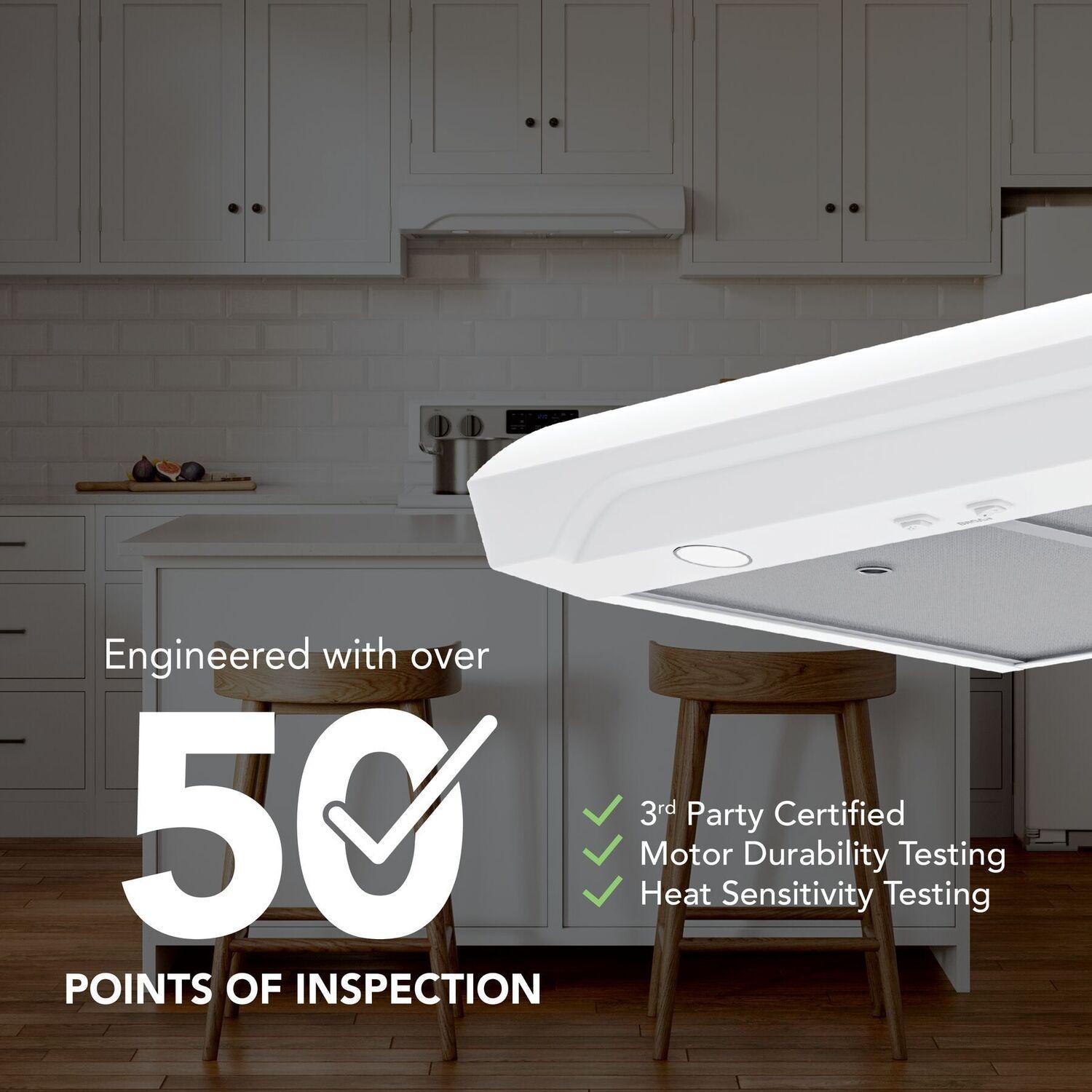 Broan ALT1303WW Alta 30-Inch 350 Max Blower Cfm 1.5 Sones White Range Hood