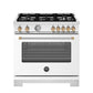 Bertazzoni MAS365GASBG 36 Inch All Gas Range, 5 Burners - Gold Accents Bianco Matt/Gold