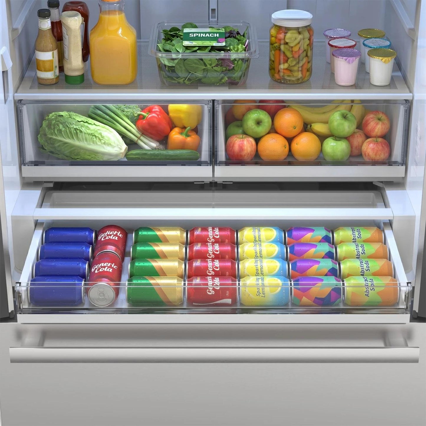 Sharp SJF2752MS Sharp 26.5 Cu.Ft. Counter Depth 36 In. French 3-Door Refrigerator With Internal Water Dispenser In Stainless Steel