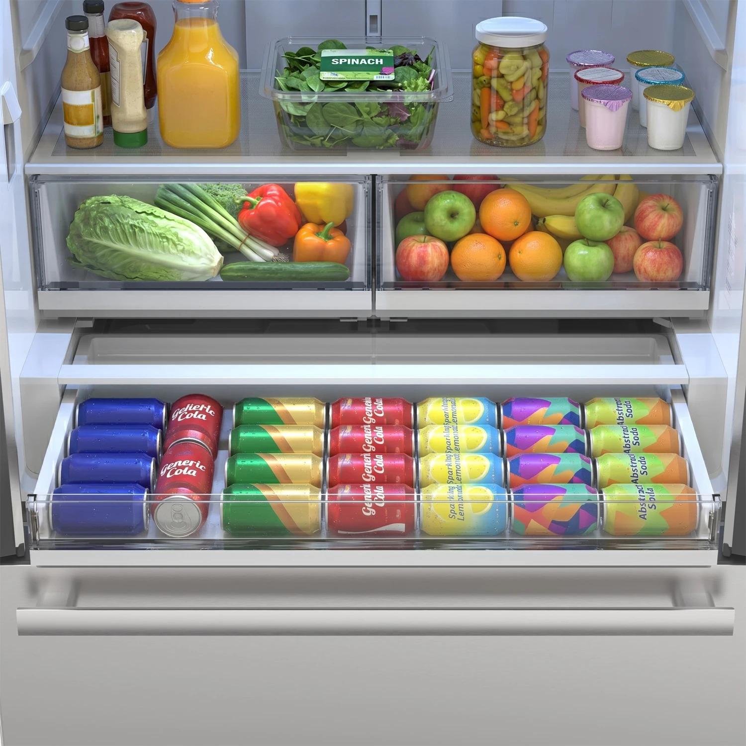 Sharp SJF2752MS Sharp 26.5 Cu.Ft. Counter Depth 36 In. French 3-Door Refrigerator With Internal Water Dispenser In Stainless Steel