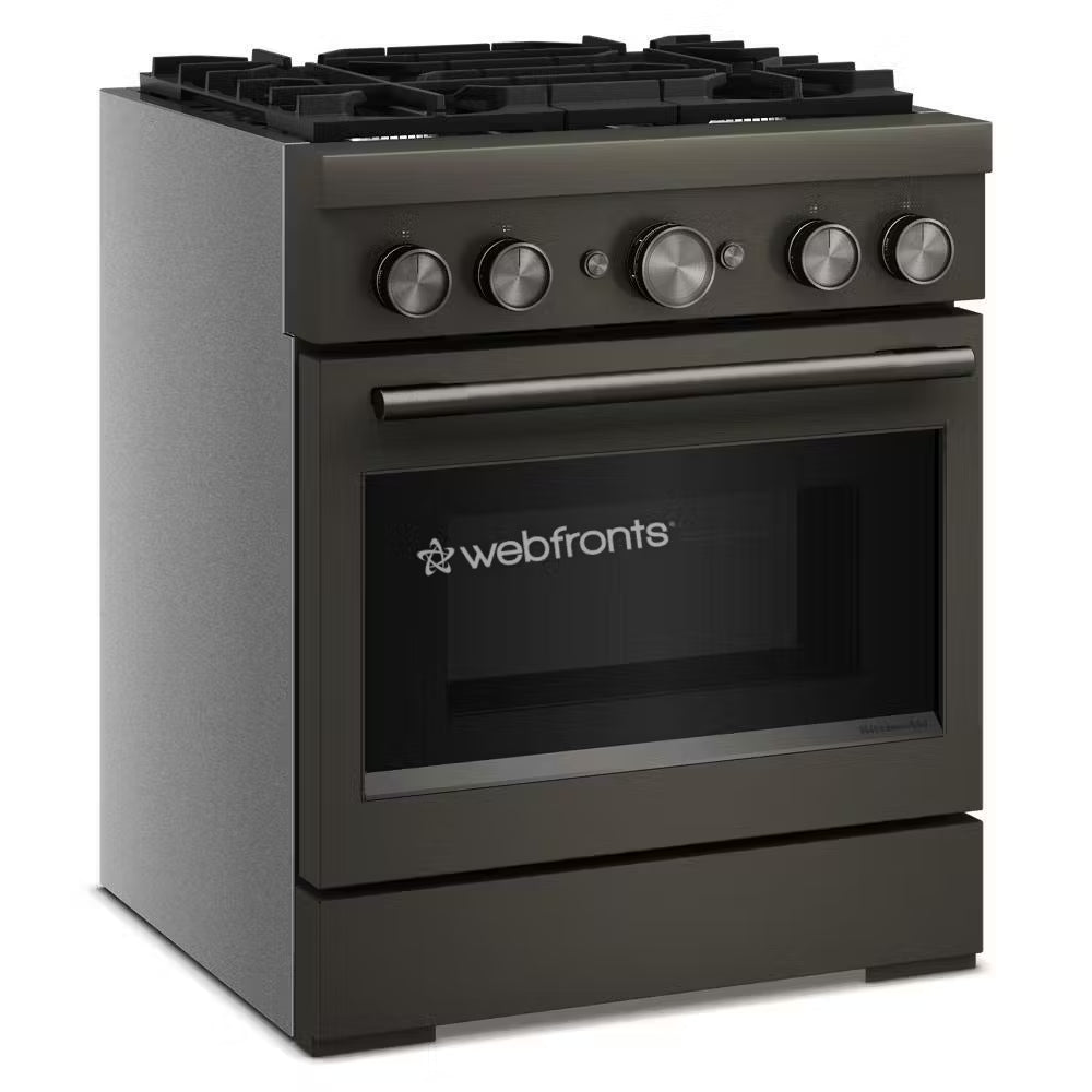 Kitchenaid KFDS930SBE 30-Inch 4 Burner Commercial-Style Dual Fuel Range With No Preheat Air Fry Mode