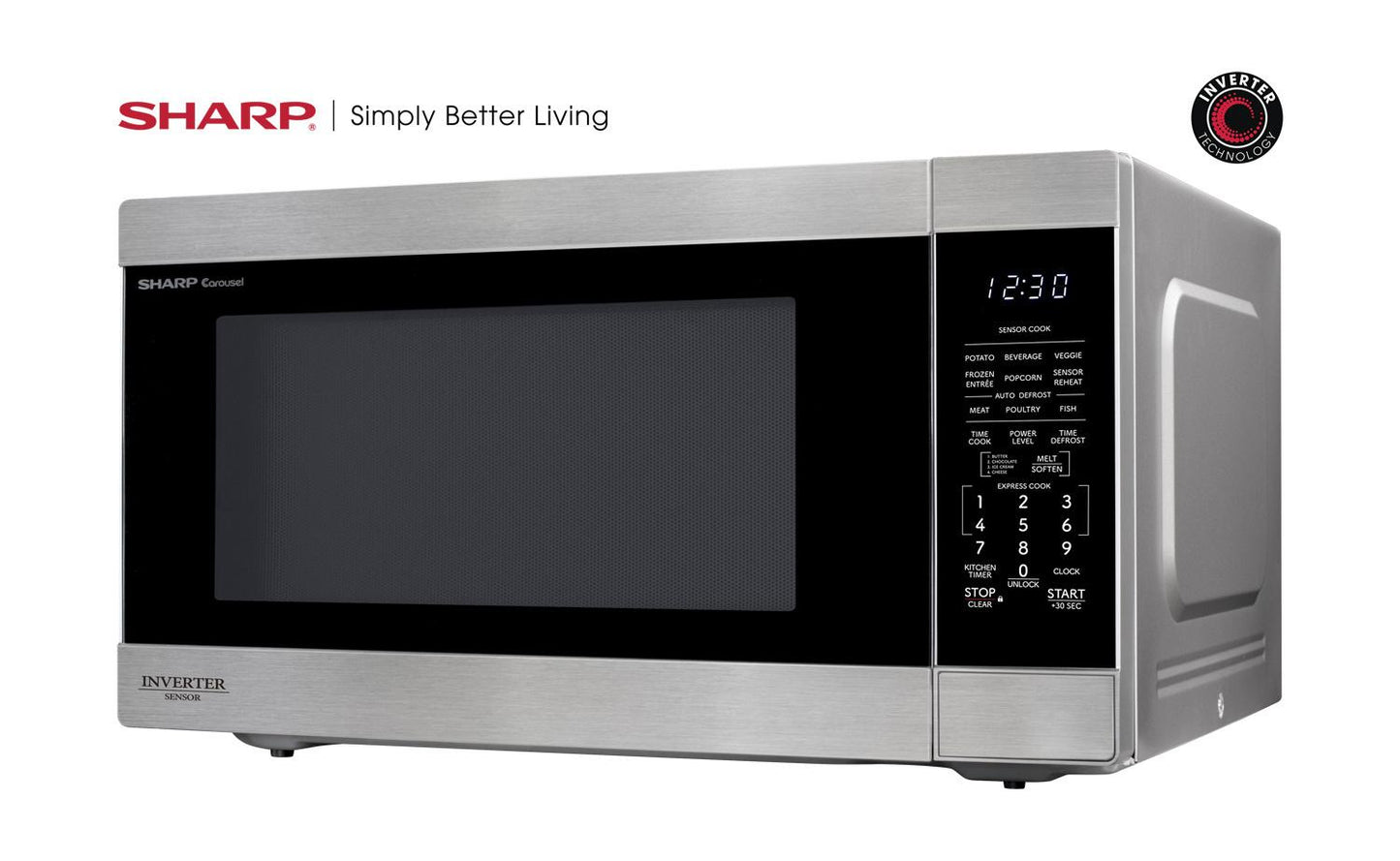 Sharp SMC2266KS Sharp 2.2 Cu. Ft. 1200W Stainless Steel Countertop Microwave Oven With Inverter Technology