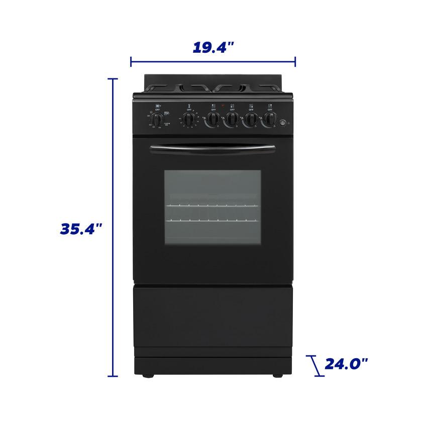 Element Appliance EGR204MCCB Element 1.9 Cu. Ft. 20 Gas Range - Black (Egr204Mccb)