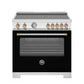 Bertazzoni MAS365INMNG 36 Inch Induction Range, 5 Heating Zones, Electric Oven - Gold Accents Bianco Matt/Gold