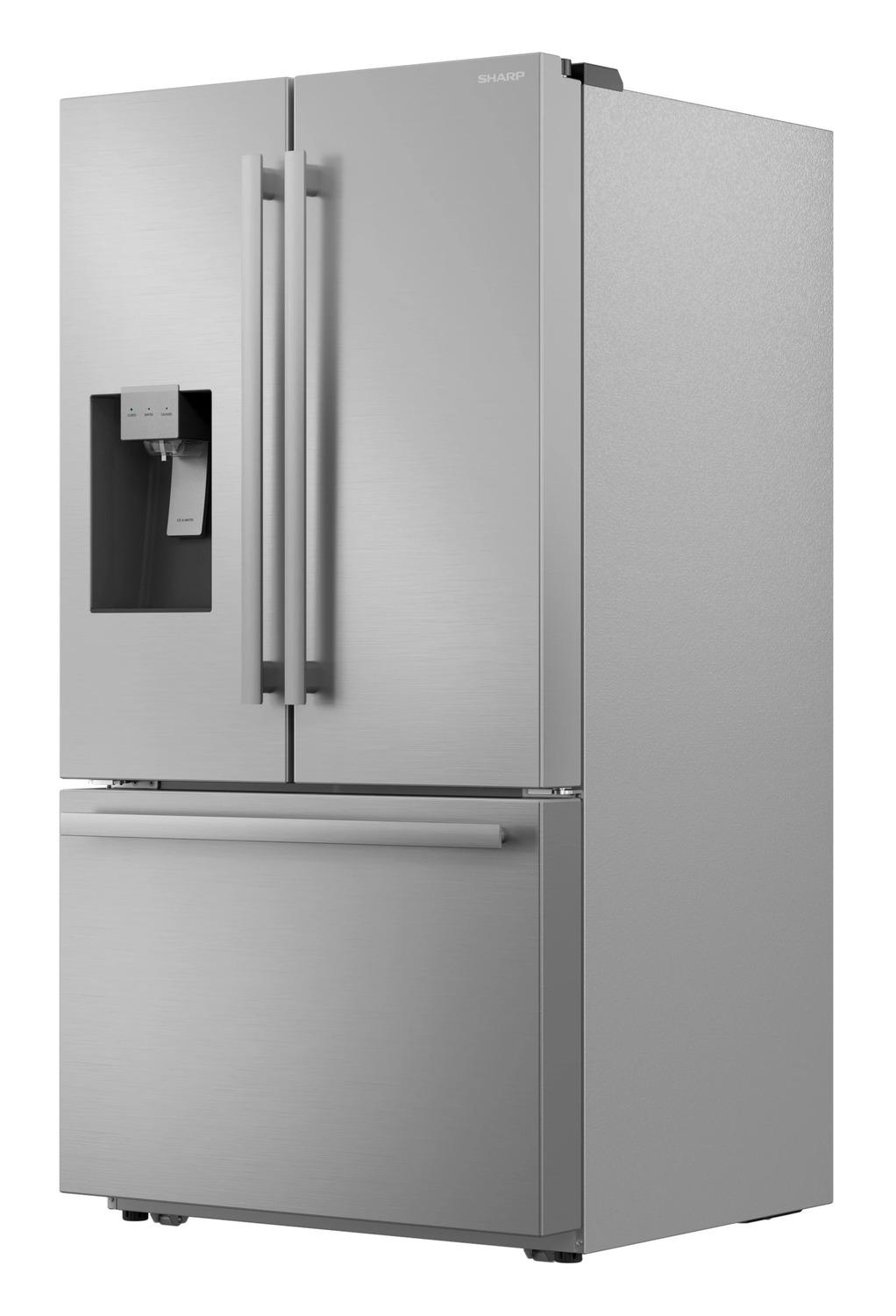 Sharp SJF2955MS 28.9 Cu.Ft. Standard Depth 36 In. French 3-Door Refrigerator With Water Dispenser In Stainless Steel