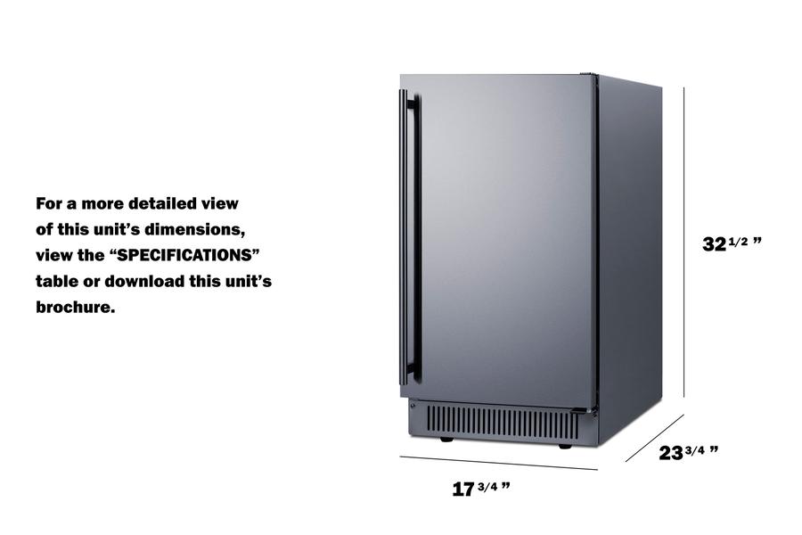 Summit BIM182OSADA 18" Wide Outdoor Clear Icemaker, Ada Compliant