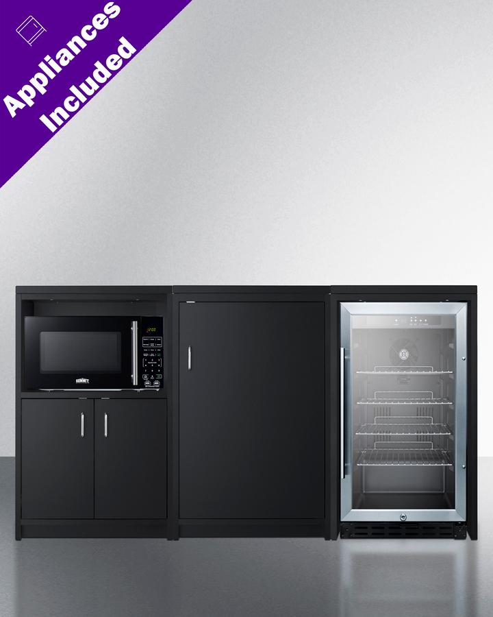 Summit CWSUITE64G 64" Wide Casework Suite With Beverage Center And Microwave, Ada Height