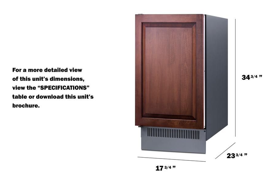 Summit BIM182OSIFLHD 18" Wide Clear Outdoor Icemaker (Panel Not Included)